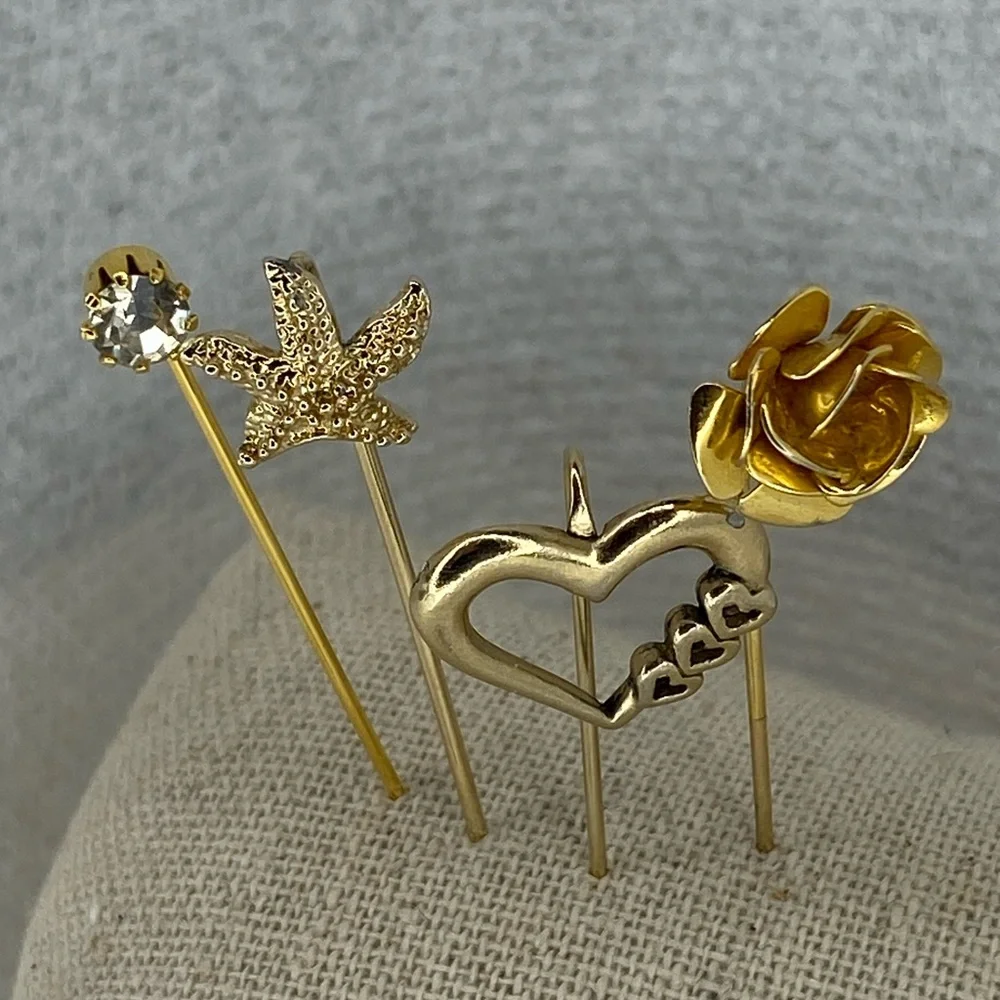 12k Gold Filled - 4pcs Elegant Gold Decorative Pins Set - Picture 4 of 5